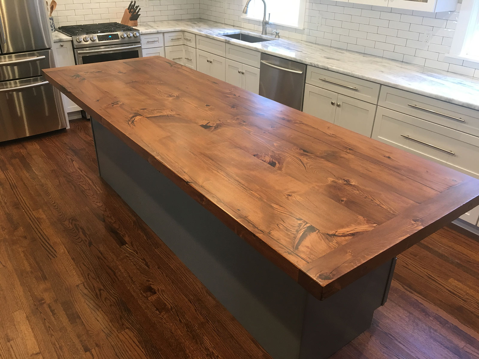 reclaimed wood kitchen island counter height table rustic