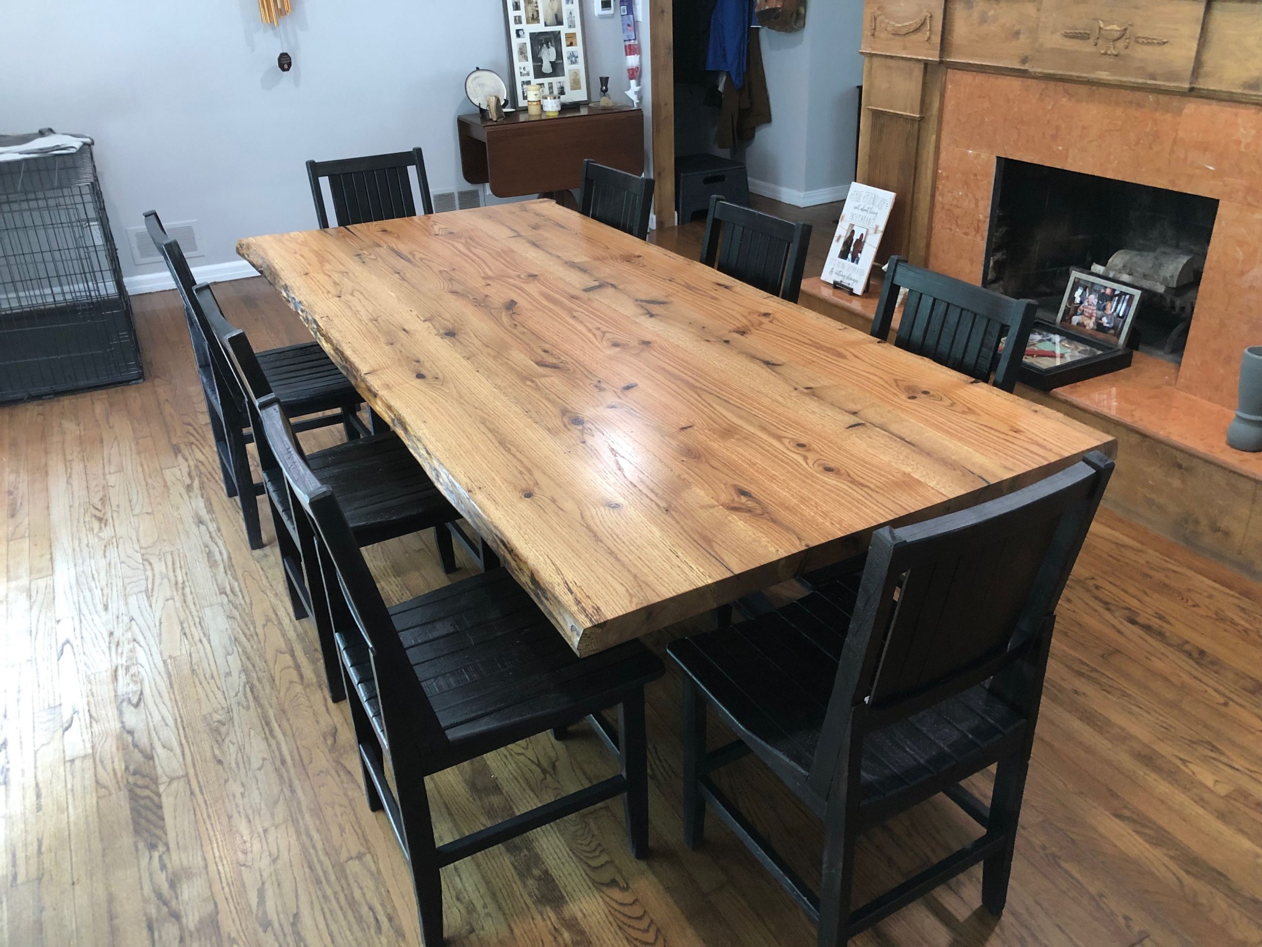 reclaimed wood kitchen table and chair